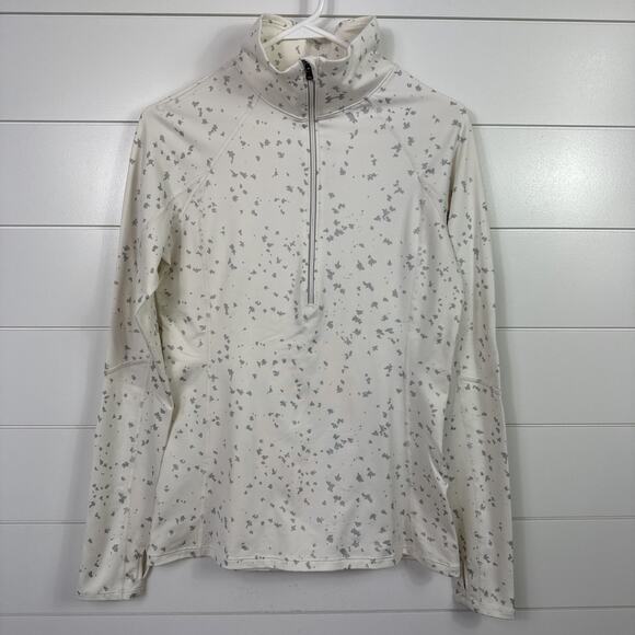 Under Armour Print Fitted ColdGear 1/2 Zip Pullover Shirt Ivory Silver sz M - Picture 1 of 7